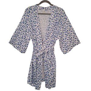 Vera Bradley Blue White Floral Lightweight Cotton Robe Size L/XL